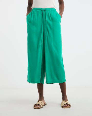 Linen Mix Cropped Wide Leg Culottes