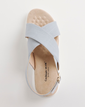 Cushion Walk Blue Linen Crossover Sandal- Extra Wide Fit (EEE)