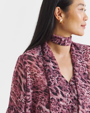 Georgette Collarless Tie Detail Blouse