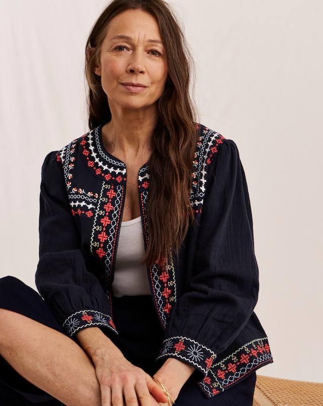 Julipa Petite Cheesecloth Embroidered Jacket