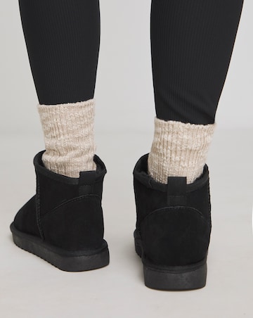 Renna Suede Low Cut Warm Lined Snug Boots Extra Wide EEE Fit