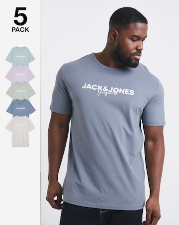Jack & Jones Summer Logo T-Shirt 5 Pack - Multi