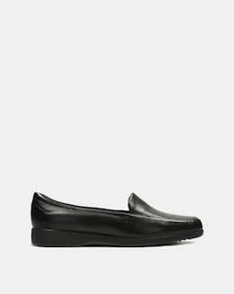Clarks Black Georgia Shoes -Wide Fit (E)