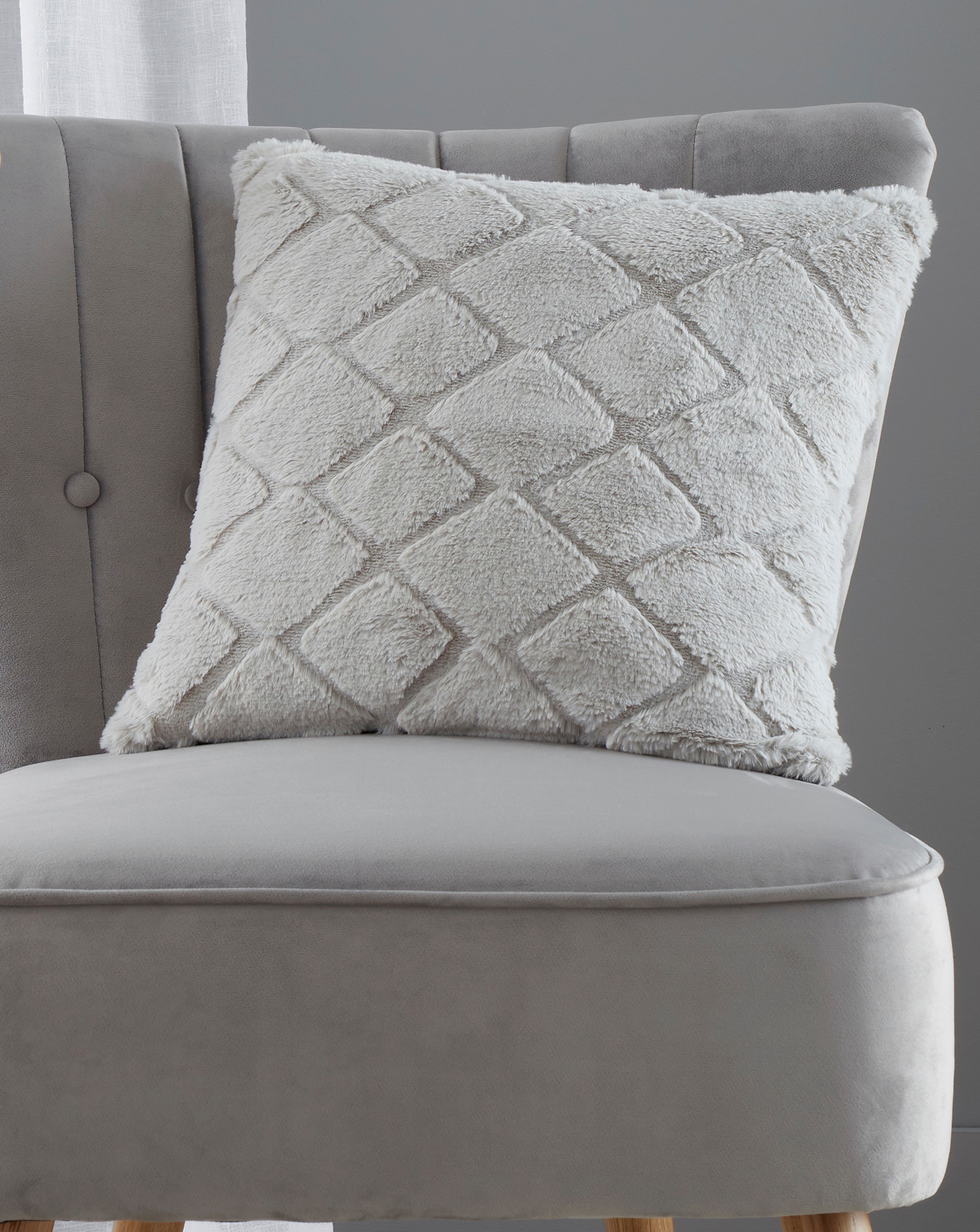 Catherine Lansfield Cosy Diamond Cushion JD Williams