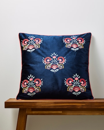 Millie Embroidered Floral Velvet Cushion