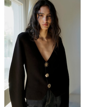 Mango Knitted Jacket with Jewel Buttons