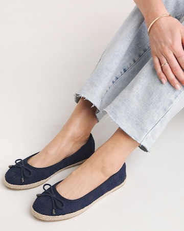 Simply Be Arielle Broderie Ballerina Espadrille - Wide Fit (E)