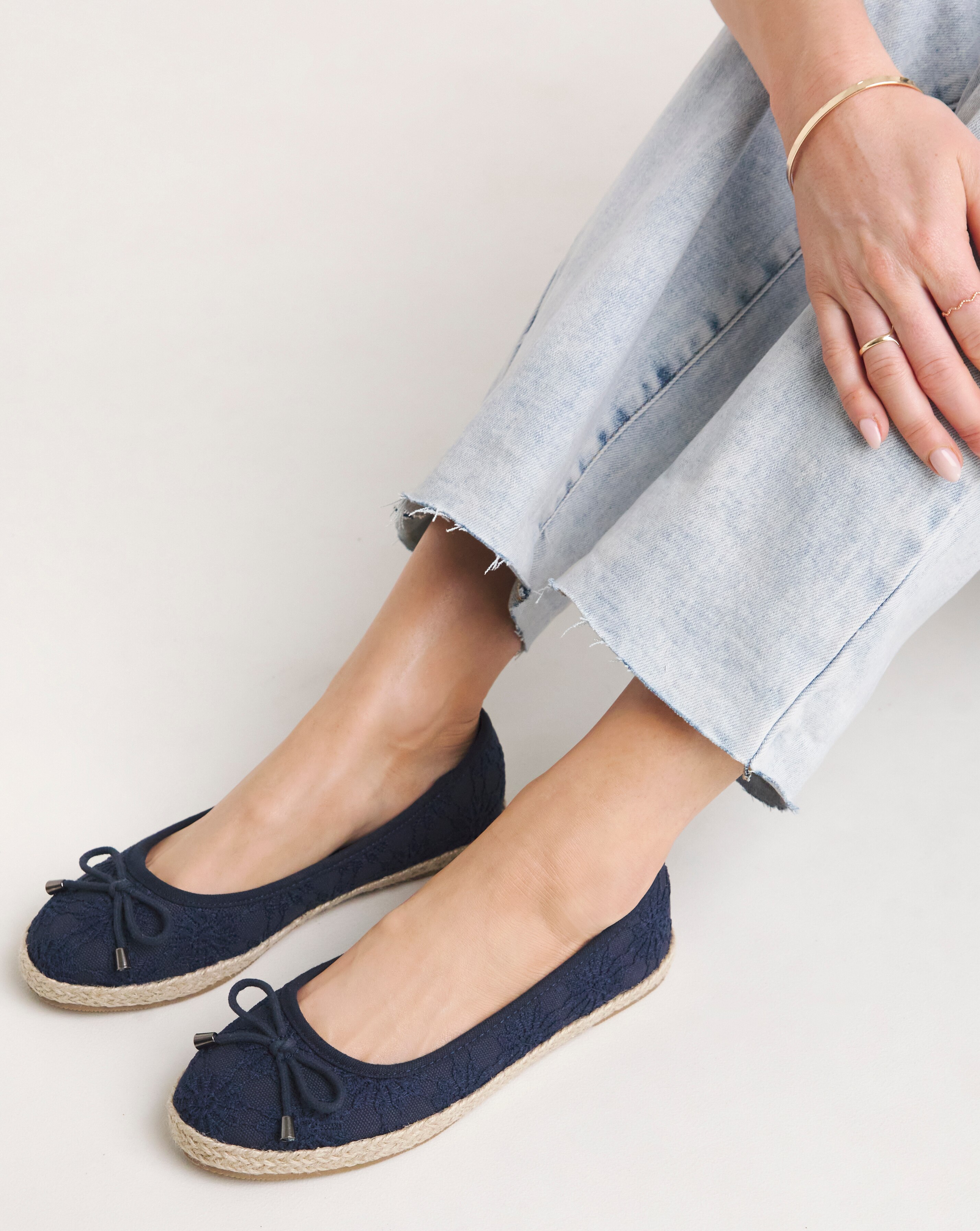 Simply Be Arielle Broderie Ballerina Espadrille - Extra Wide Fit (EEE)