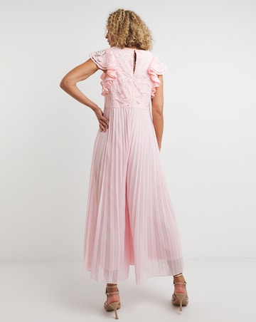 Joanna Hope Lace Frill Sleeve Pleated Jumpsuit