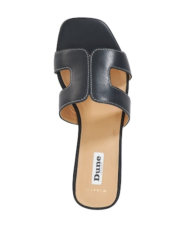 Dune Loupe Black Leather Sandals - Wide Fit (E)