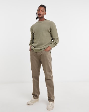 Olive Knitted Crew Neck Jumper