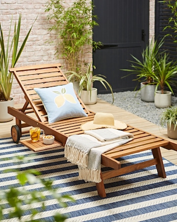 Charles Bentley Wooden Reclining Sun Lounger