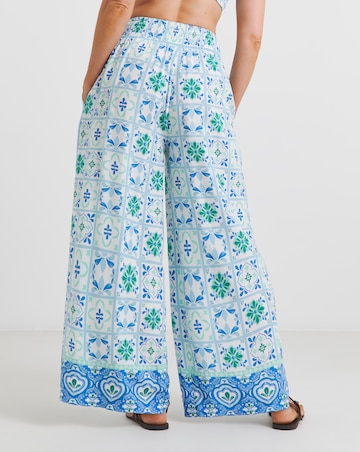 Beach To Beach Tile Print Wide Leg Beach Trousers