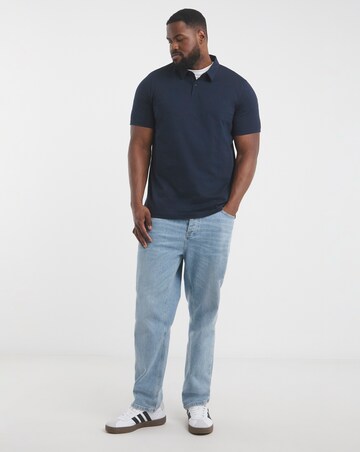 Pure Cotton Jersey Polo Long Length- Navy