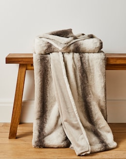 Stripe Animal Printed Faux Fur Throw