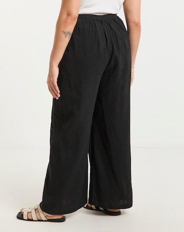 Simply Be Black Cheesecloth Wide Leg Trouser