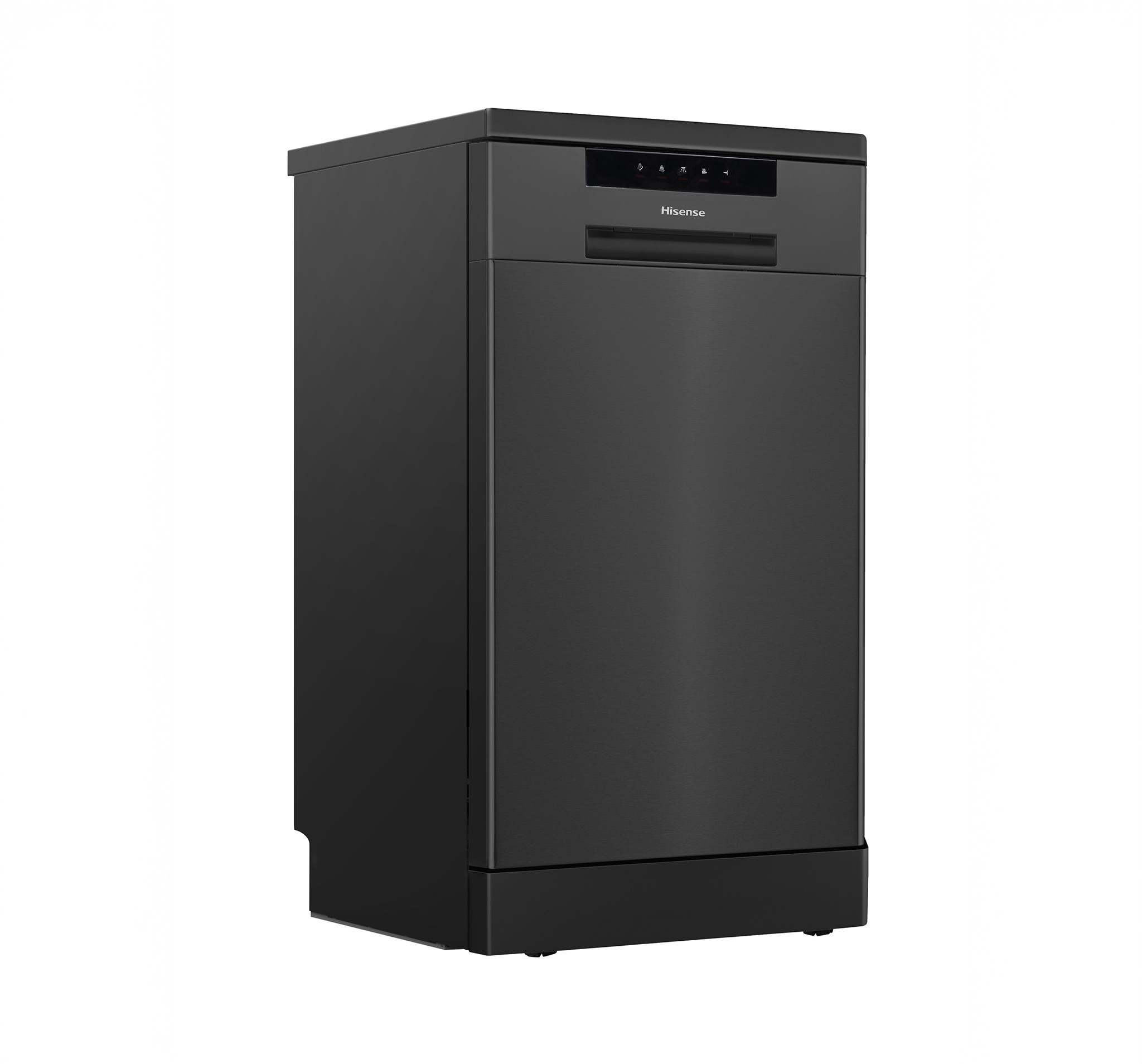 A black Hisense dishwasher