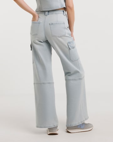 Light Blue Cargo Wide Leg Jeans