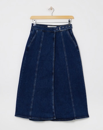 Mid Blue Wrap Midi Skirt