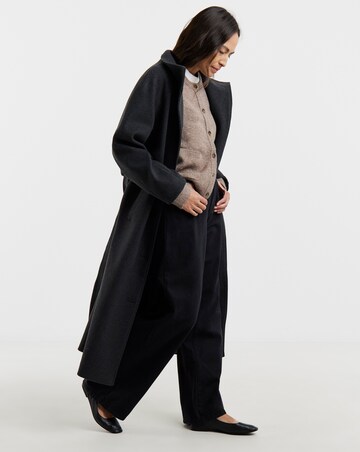Charcoal Funnel Neck Longline Coat