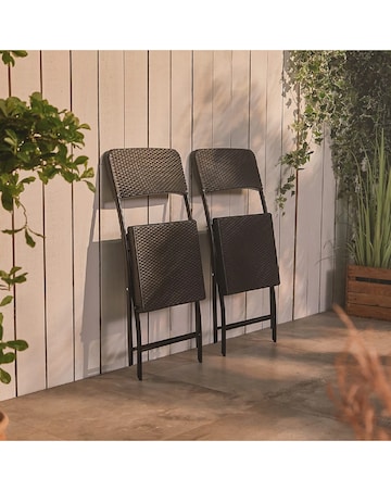 VonHaus Rimini Black Faux Rattan Garden Chairs - Set of 2