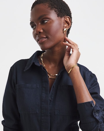 Pure Cotton Dark Blue Denim A Line Shirt Dress