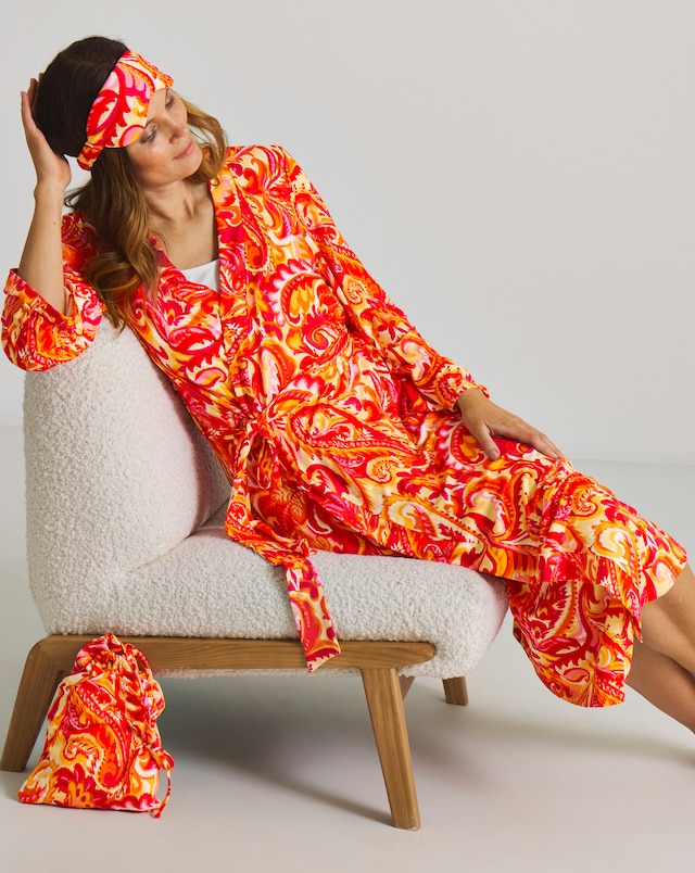 Figleaves Paisley Gown With Bag And Eye Mask