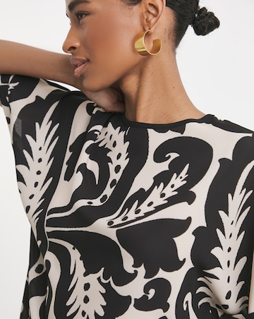 Boxy Short Sleeve Top - Mono Print