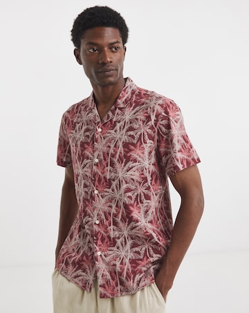 Palm Print Revere Collar Shirt