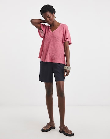 Pink Boucle Angel Sleeve Top