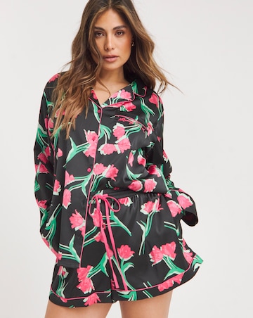 Nobodys Child Satin Revere Long Sleeve Shortie PJ Set