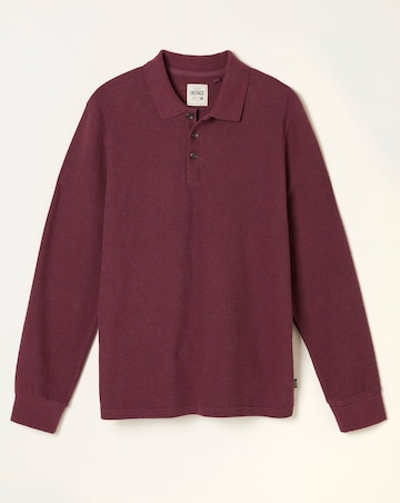 FatFace Shawford Long Sleeve Polo (Regular & Tall) - Burgundy