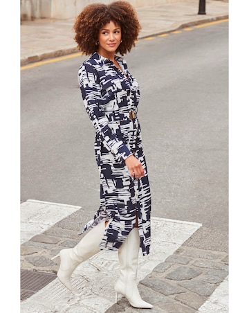 Sosandar Abstract Print Luxe Utility Shirt Dress