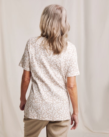 Julipa Printed Ribbed Henley Top