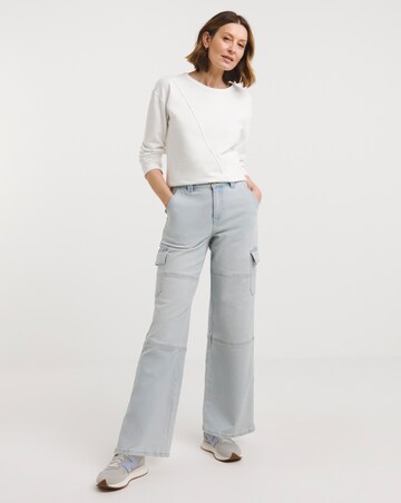Light Blue Cargo Wide Leg Jeans