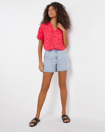 Black Spot Short Sleeve Pocket Front Blouse