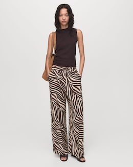 Mango Straight Leg Zebra Print Trousers
