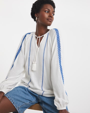 Embroidered Long Sleeve Blouse