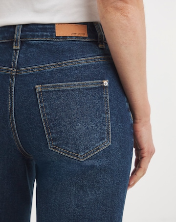 Dark Blue Turn Up Straight Leg Jean