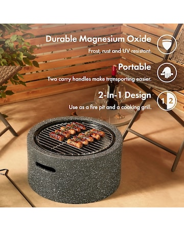 VonHaus Grey Round MgO Fire Pit