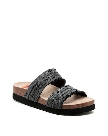 Rocket Dog Black Aruba Raffia Slider Sandals