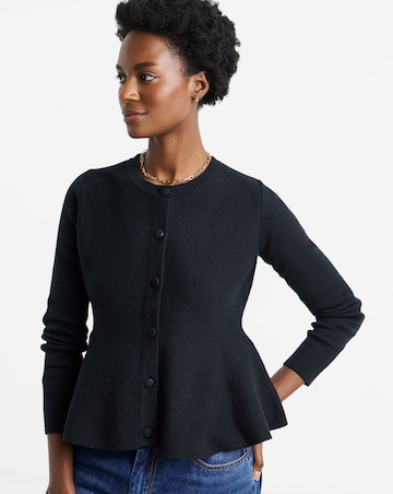 Round Neck Peplum Cardigan
