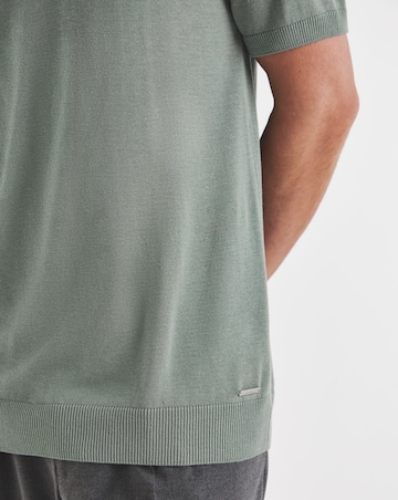 Folio Green Open Neck Knitted Polo