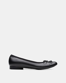 Clarks Black Loreleigh Rae Leather Ballet Pump -Wide Fit (E)