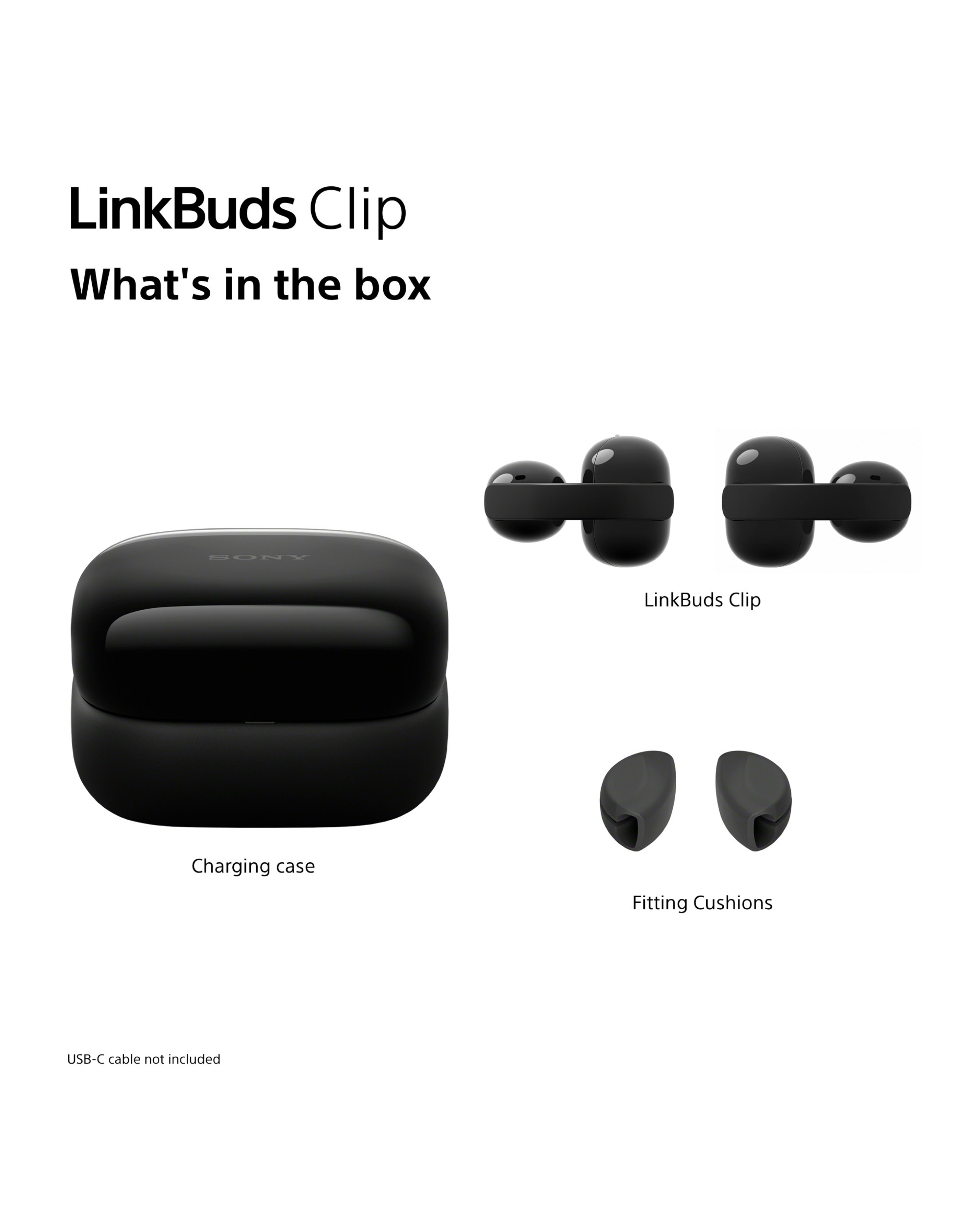 Sony LinkBuds Clip Open-Ear True Wireless Earbuds - Black | JD