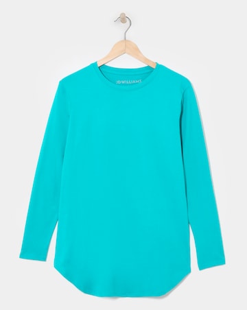 Aqua Crew Neck Longline Top