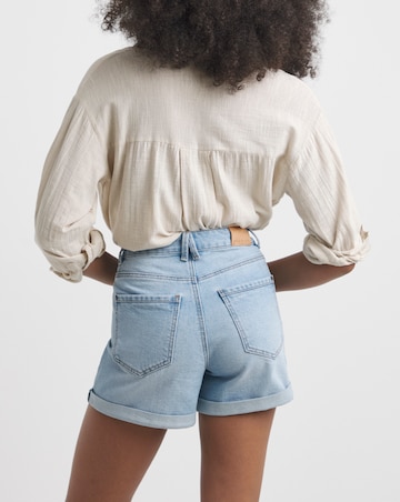 Simply Be Light Wash Roll Hem Mom Shorts