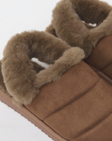 Halle Fluffy Slingback Slippers - Wide Fit (E)