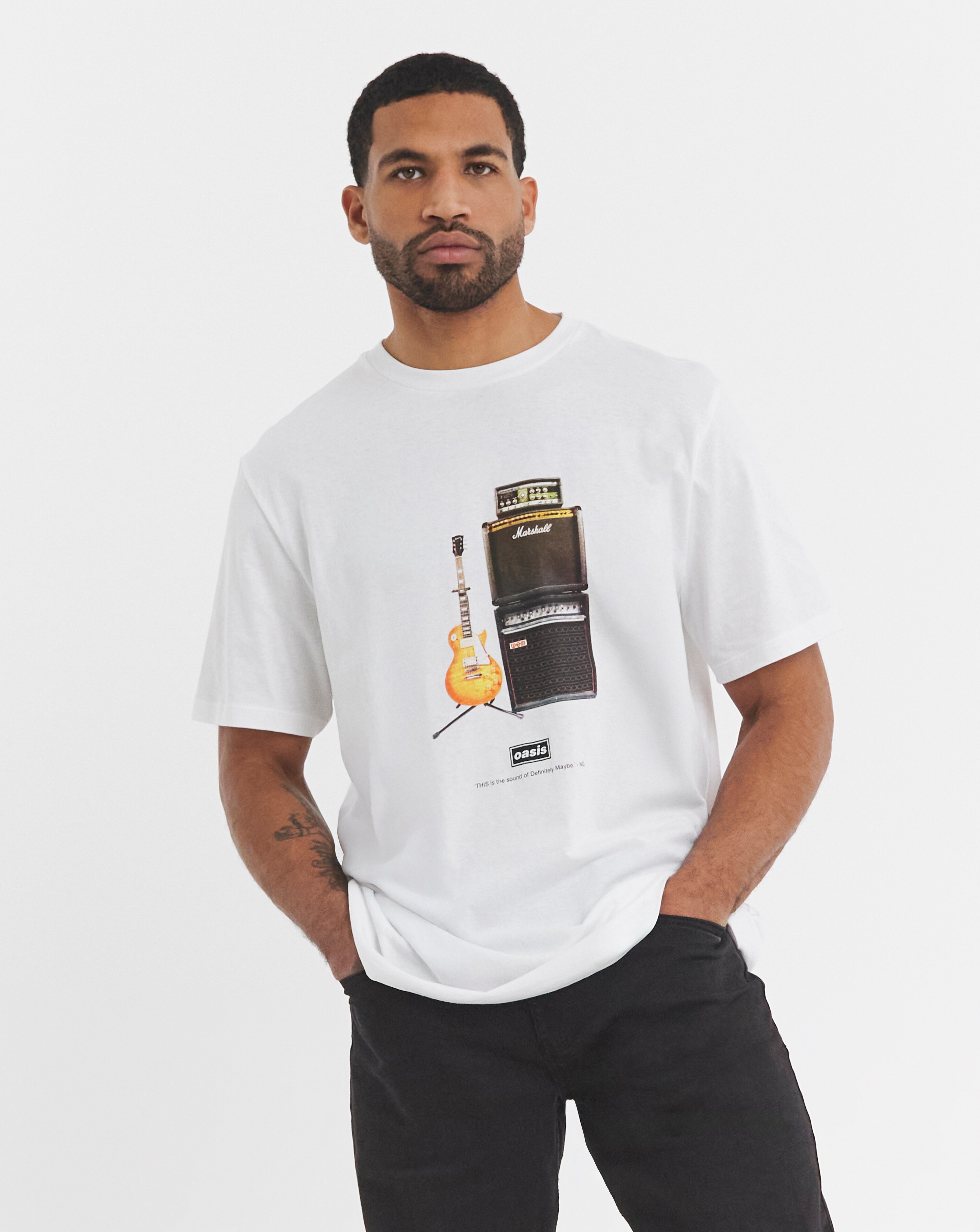 Jack & Jones Oasis Graphic T-Shirt - White | JD Williams