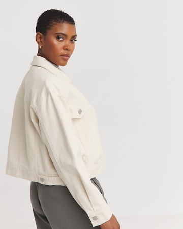 Ecru Cropped Denim Jacket